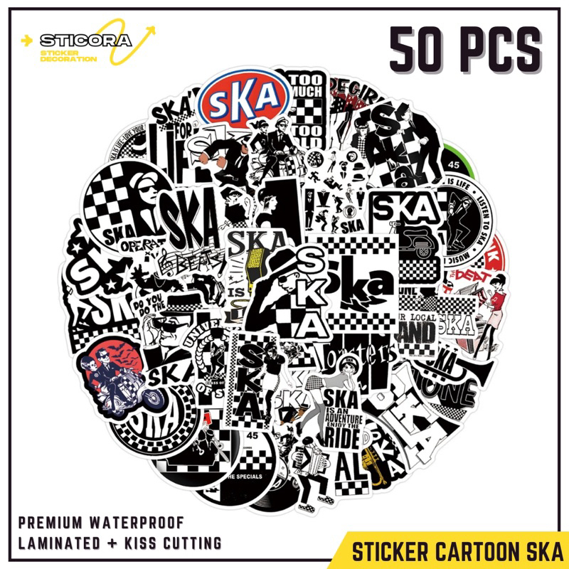 

[50 Pcs] Stiker Pack Motor Kartun SKA Aesthetic Vinyl Waterproof Laminated Dekorasi Laptop Handphone Thumblr