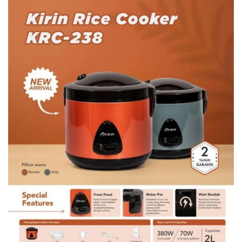 KIRIN MAGIC COM KRC 238 - MAGIC COM KIRIN 2 LITER - RICE COOKER KIRIN 2 LITER - MEJIG COM KIRIN - ME