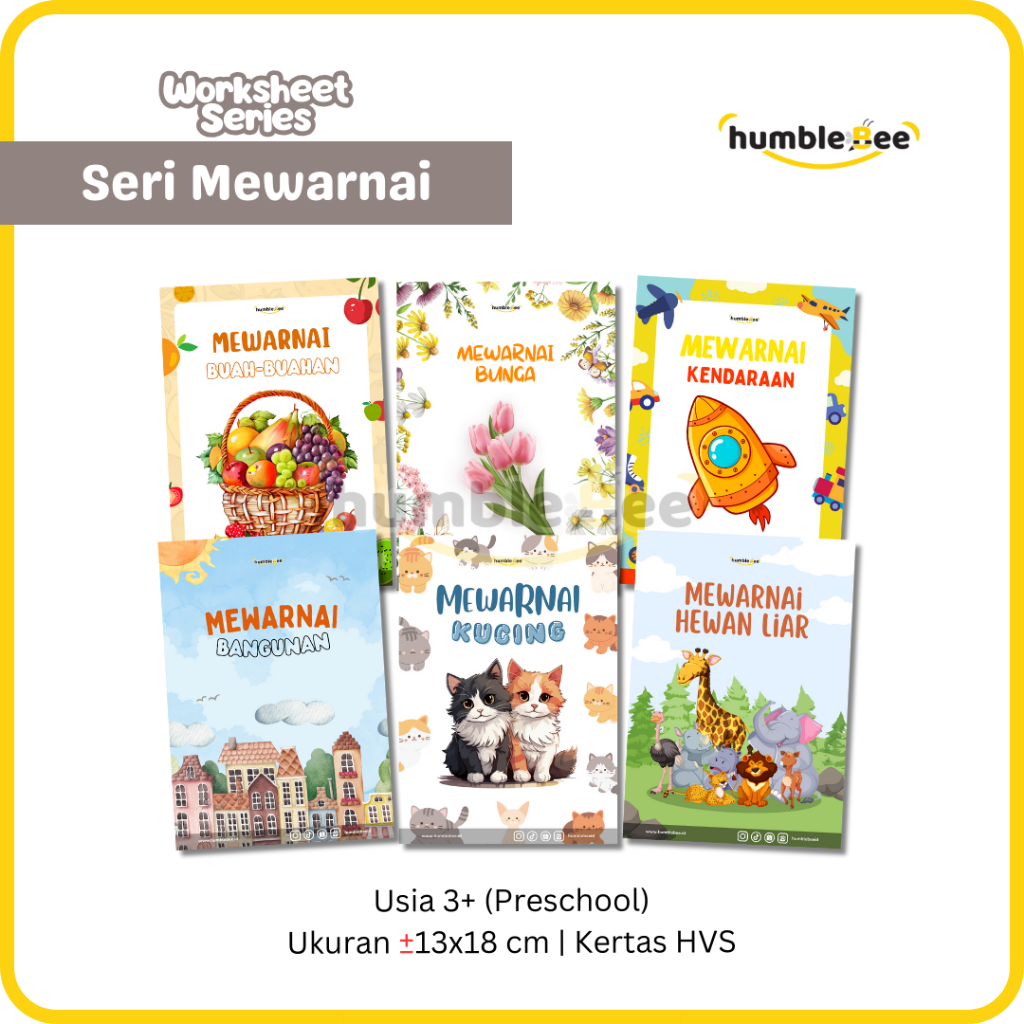 

Worksheet - Seri Mewarnai | Lembar Kerja Anak Usia Dini | Buku Gambar Preschool PAUD TK | Humblebee Books