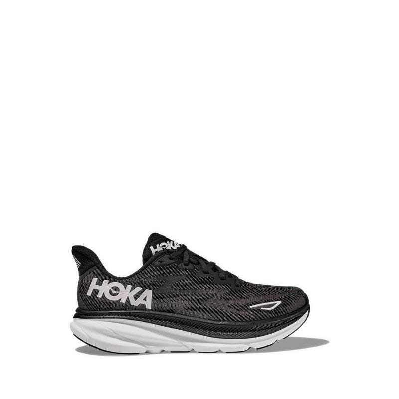 Hoka Clifton 9 Wide Sepatu Lari Pria Black White
