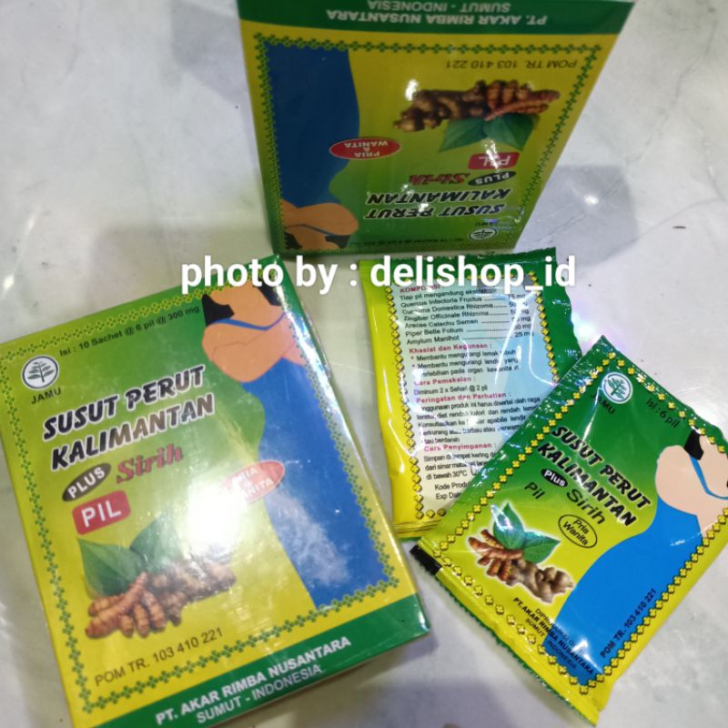 KAPSUL SUSUT PERUT KALIMANTAN PLUS SIRIH PIL PRIA & WANITA 10 sachet @6 pil @300mg
