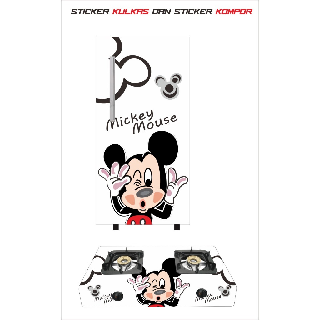 WALLPAPER STIKER KULKAS 1 PINTU DAN KOMPOR 2 TUNGKU