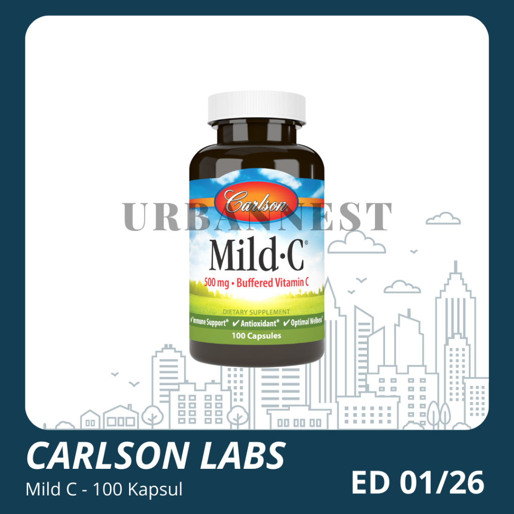 Carlson Labs Mild Vitamin C 500 mg isi 100 kapsul Buffered vit c aman di lambung antioksidan