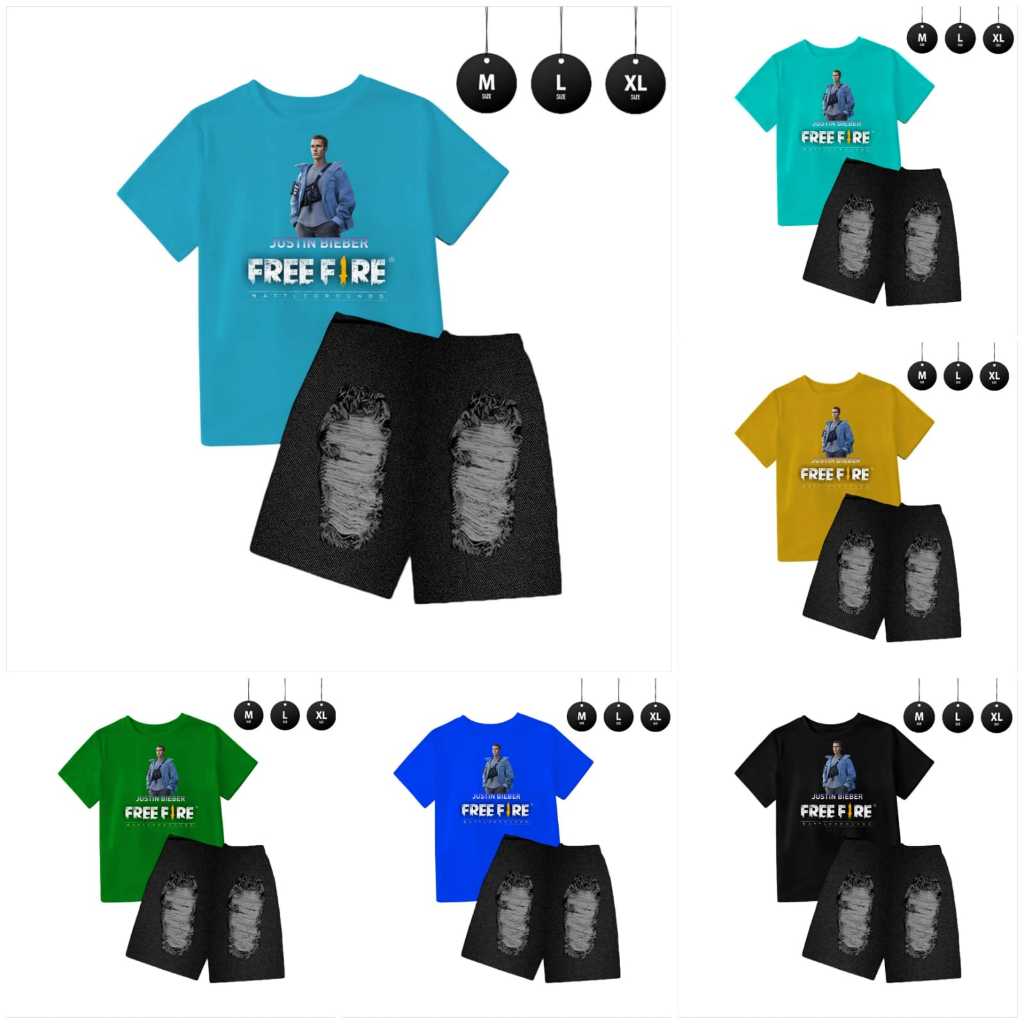 Setelan Kaos Free Fire Justin Anak Anak Top