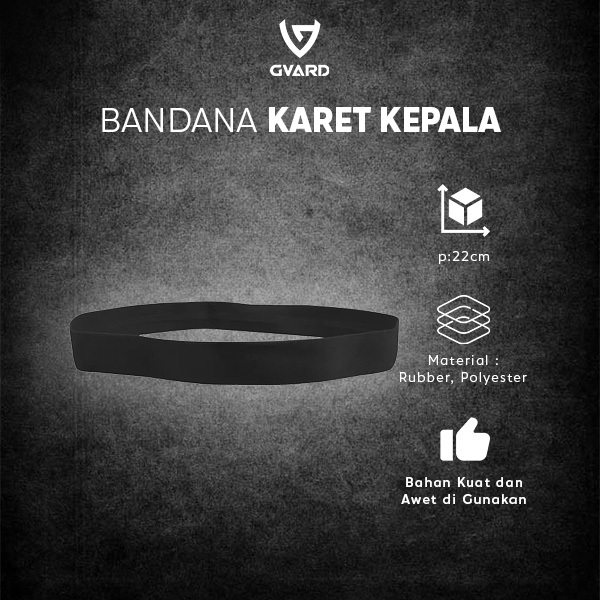 GVARD Bandana Olahraga Karet Lentur Elastis / Headband Karet Hitam
