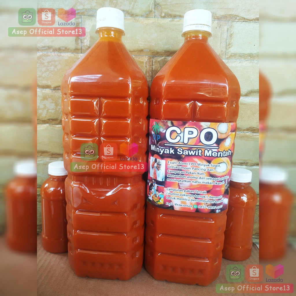 Umpan Pancing Minyak Sawit Mentah 1,5 Liter, CPO (Crude Palm Oil) Super, Essen Alami.