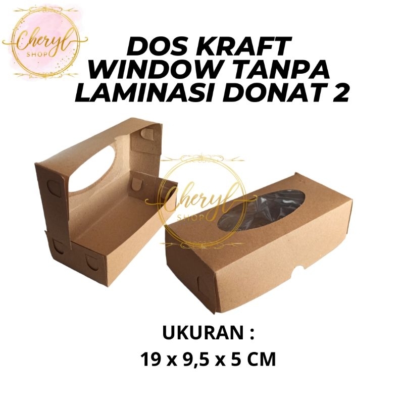 

(10 PCS) DOS / DUS KUE DONAT KRAFT WINDOW TANPA LAMINASI ISI 2 UK 19 X 9,5 X 5 CM / Karton Box Kotak Hampers Kraft Window Tanpa Laminasi