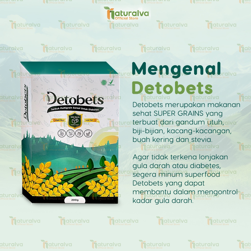 

p4yu Detobets Sereal Diabet Serbuk Super Low Fat Rendah Lemak untuk Penderita Diabetes Organik