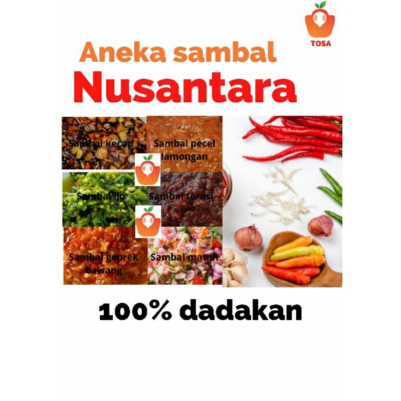 

sambal dadak/sambal geprek/sambal terasi/sambal ijo/sambal kecap/sambal lamongan