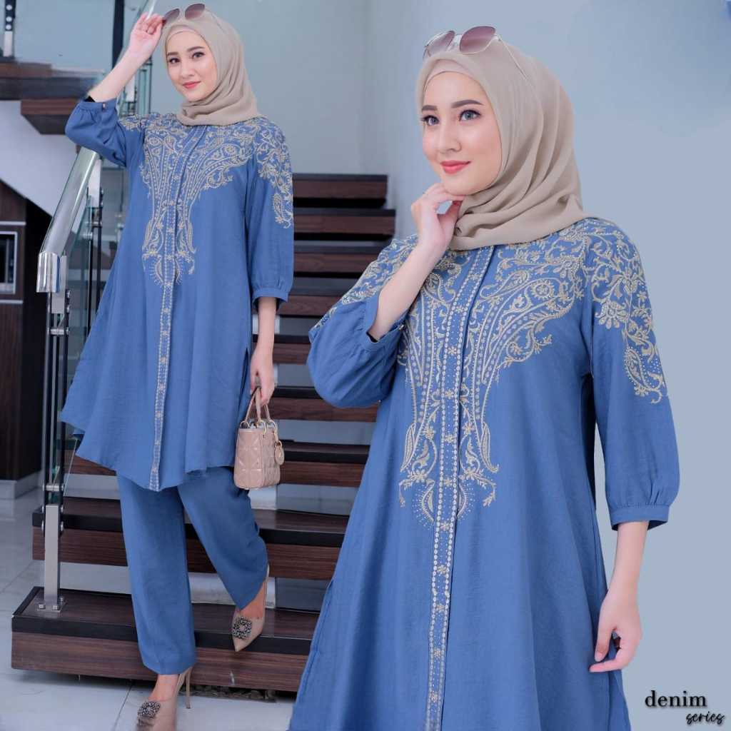 salsabila_cloting Setelan wanita Kondangan Crinkle Airflow Mix Bordir Model Terbaru 2024 Berilda set