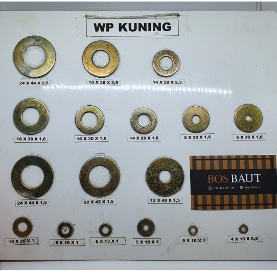 Ring Plat / Flat Washer Besi M6x30x1.6 Kuning - Ring Plat M6