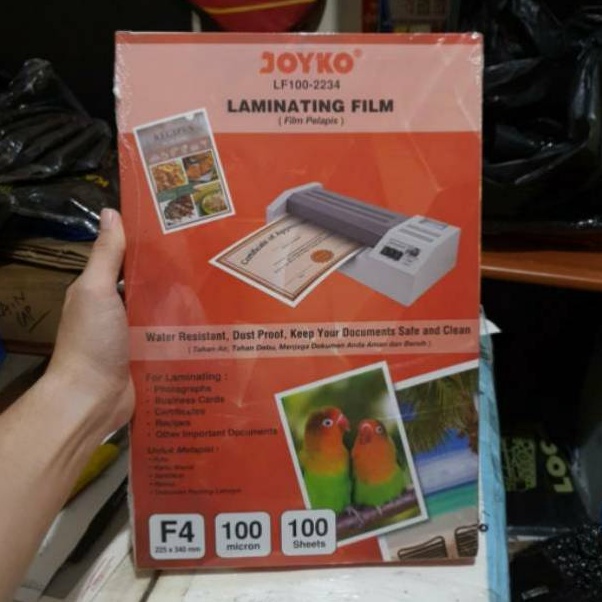 

plastik laminating F4 joyko laminasi panas hot 1 micron KODE G3S5