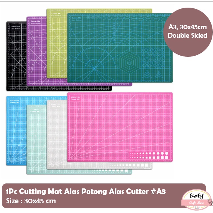

LovelyCraftStore PVC Cutting Mat A3 uk 3x45cm bolak balik tebal 3mm self healed KODE T6P9