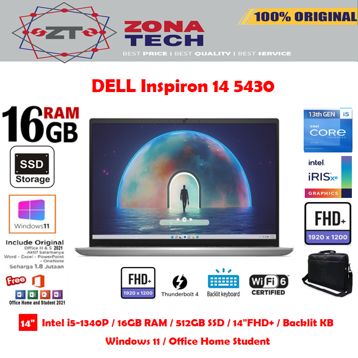 DELL Inspiron 14 5430 i5-1340P 16GB 512GB SSD 14"FHD+ Win11 OHS