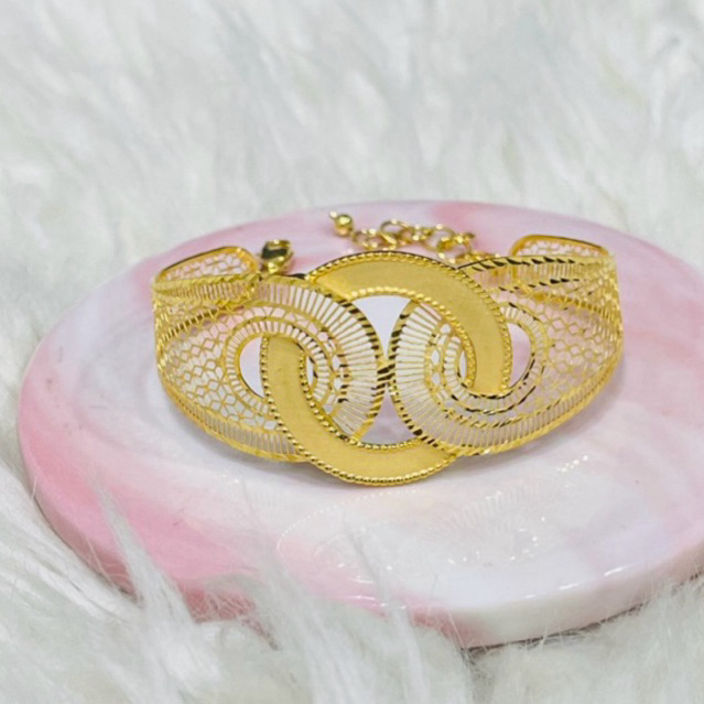 gelang kerawang bulat bulat dove elegant emas asli kadar 700