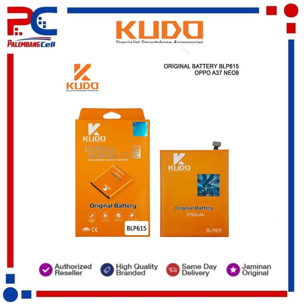BATERAI KUDO ORIGINAL BLP615 FOR OPPO A37 DOUBLE POWER DAN DOUBLE IC
