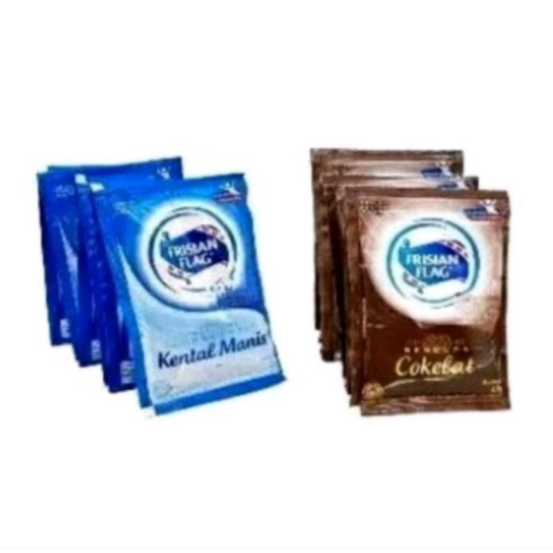 

FRISIAN FLAG SUSU KENTAL MANIS SACHET | SUSU BENDERA SASET PUTIH & COKLAT (6 PCS)