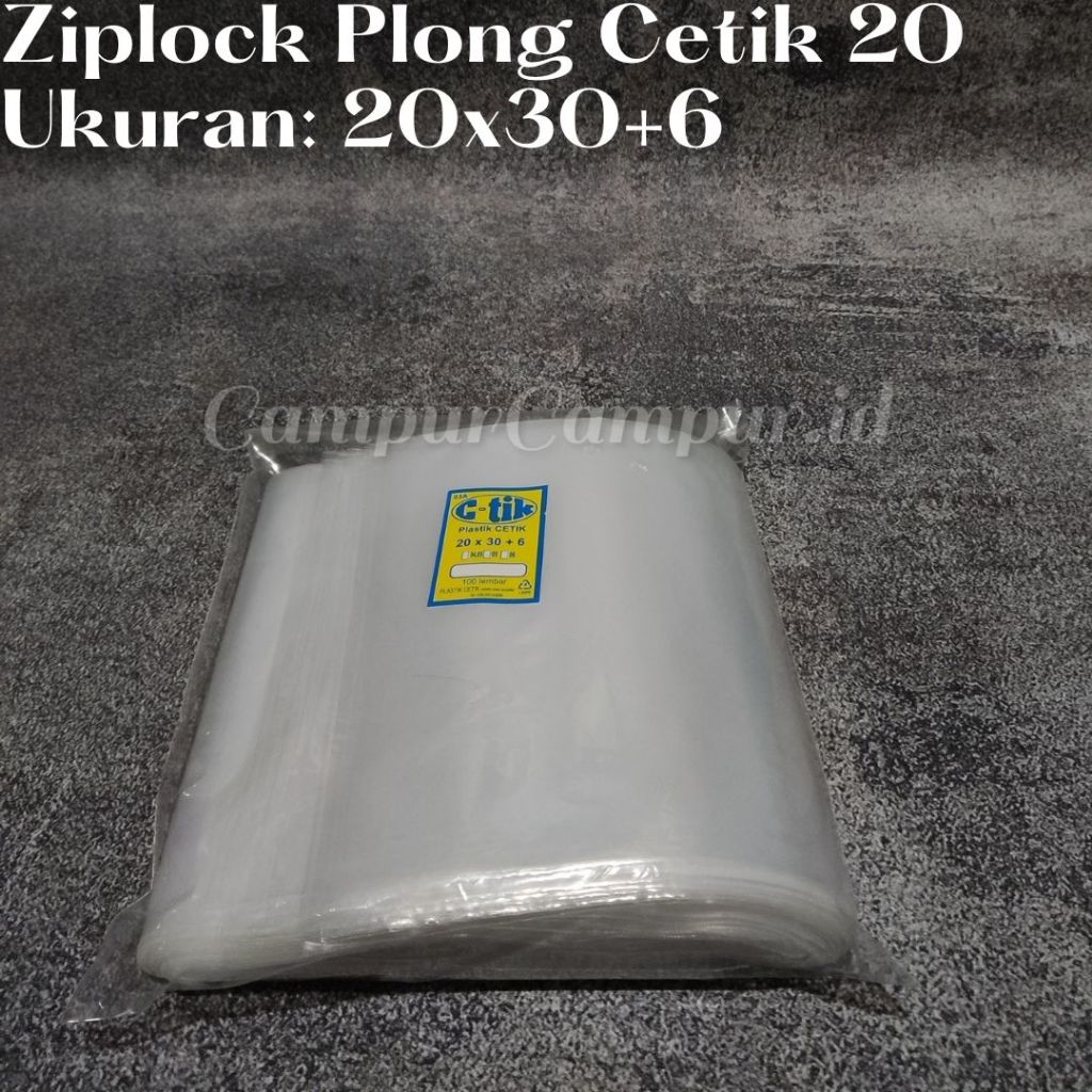 Plastik Ziplock Bening Plong 20x30+6 isi 100 Plastik Packing Baju Sepatu Plastik Klip plong Besar