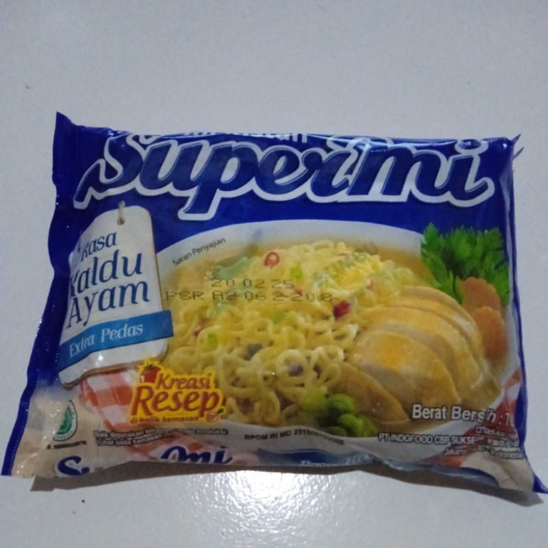 

Mie Supermi Instant Rasa Kaldu Ayam Extra Pedas