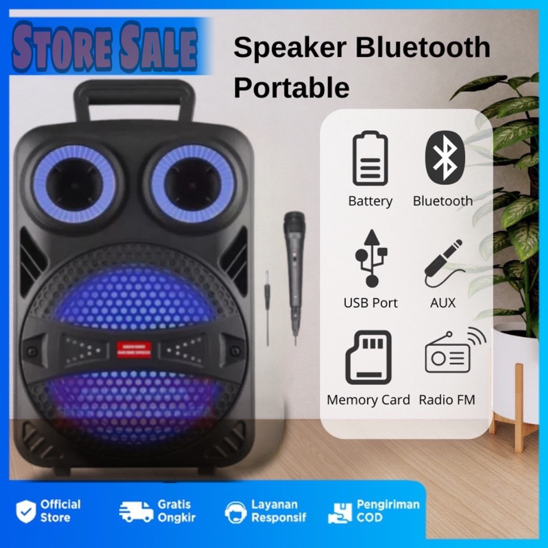 Speaker Bluetooth Karaoke Full Bass Ukuran Besar Bonus Mic Murah / Speaker Salon Aktif Polytron Kimi