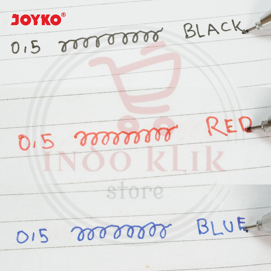 

D3W! Pulpen Gel Joyko JK 100 / JK 100 NT / Runcing / Jarum 0.5mm Pen Jel Hitam Merah Biru