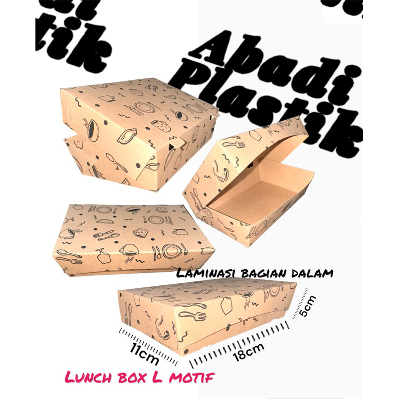 PAPER LUNCH BOX MOTIF L/KEMASAN MAKANAN/KOTAK NASI L