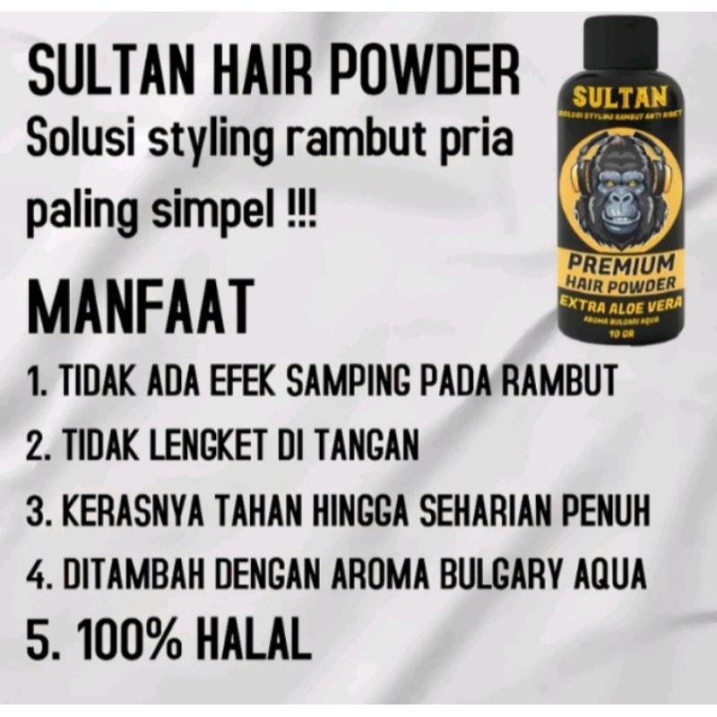 (FREE SISIR LIPAT) SULTAN HAIR POWDER PELURUS RAMBUT EXTRA KERATIN ANTI RAMBUT KETOMBE RONTOK