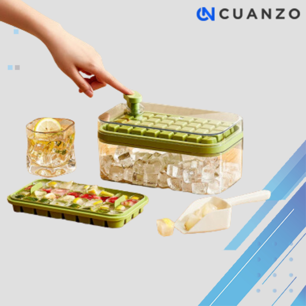 Cetakan Es Batu Jelly Kotak 32 Grid Quick Press 2 PCS / Cetakan Es Batu Kristal Besar Panjang Kotak 