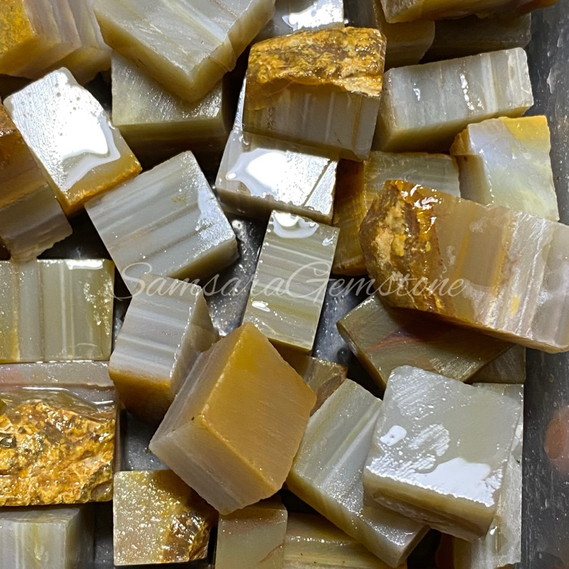 Bahan batu akik cempaka motif / natural batu akik / lempengan bahan bongkahan batu akik