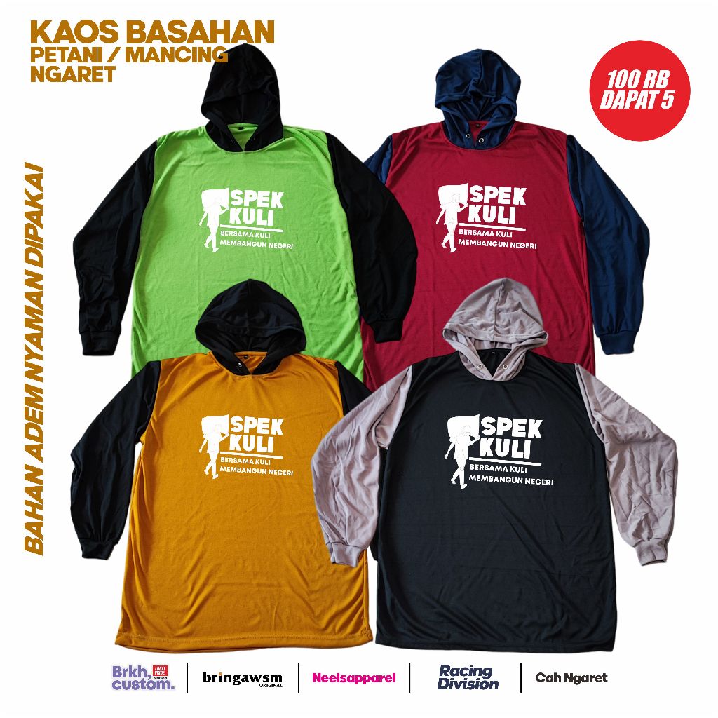 KAOS BASAHAN 02 PETANI MANCING NGARET KULI BANGUNAN KAOS PRIA WANITA REGULER JUMBO M L XL XXL XXXL