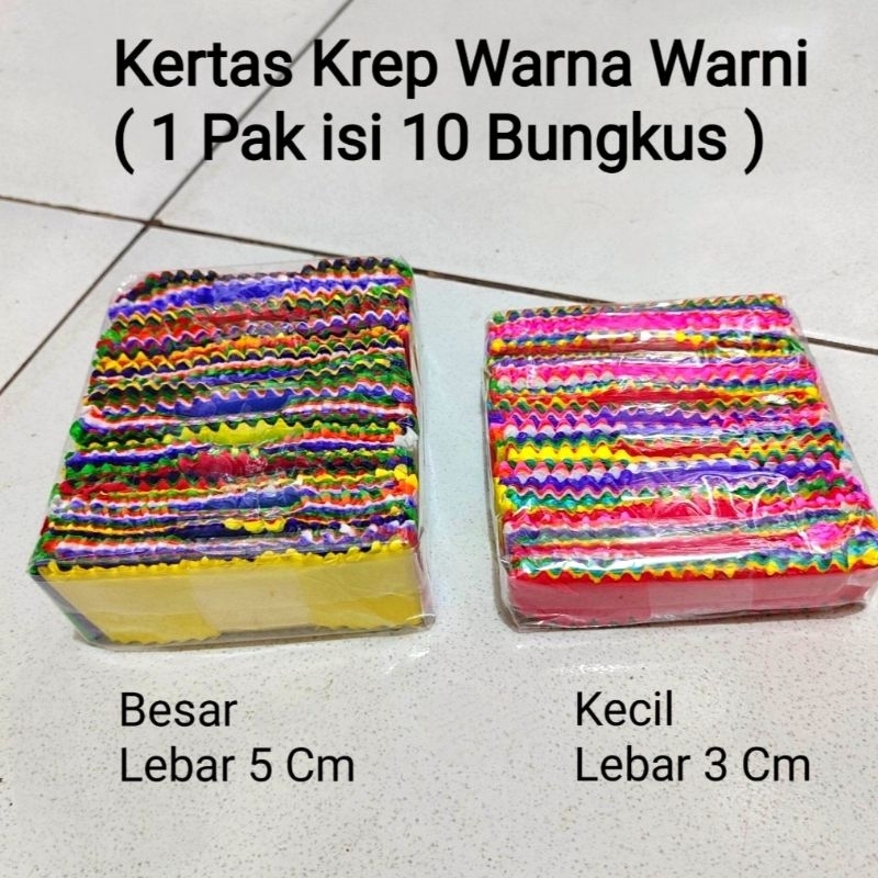 

1 Pak Kertas Krep Warna Warni Isi 10 Bungkus ( Ukuran BESAR & KECIL )