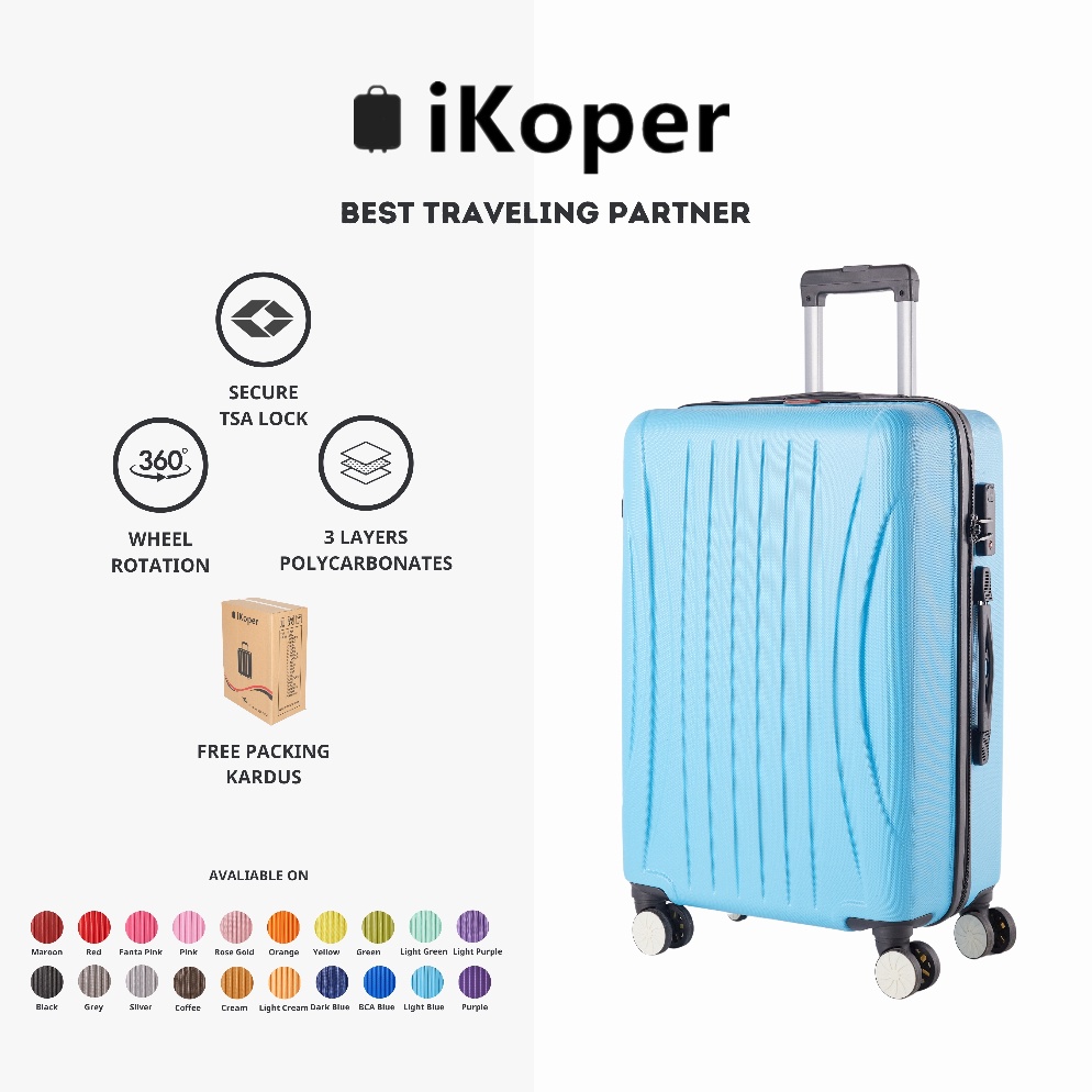 Recomended iKoper Koper 24 Inch Original Polo Luggage Size Koper Fiber Koper