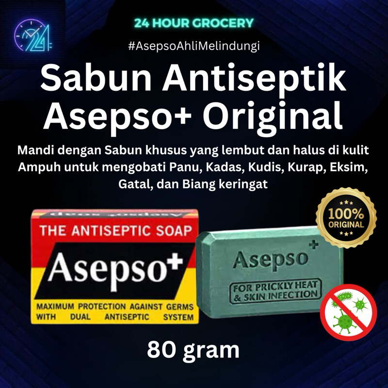 Asepso Original - Sabun Antiseptik Bakteri BPOM - 80 gram Sabun Batang Soap Asepso plus Asepso+
