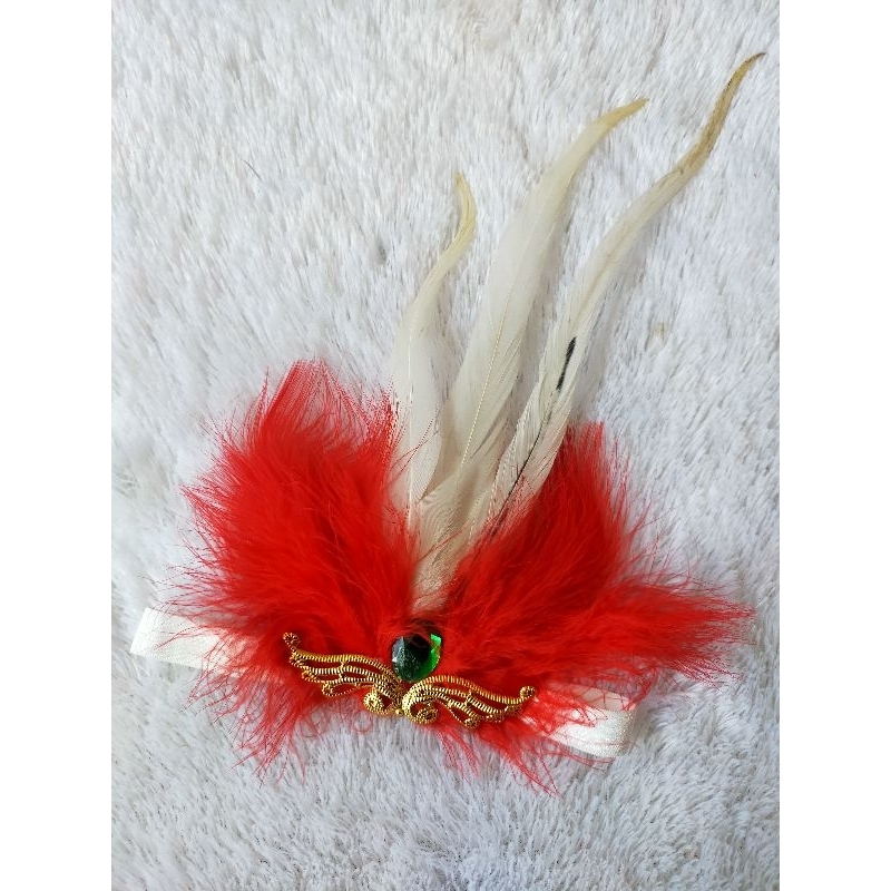 Bando bulu Hiasan kepala bulu mahkota bulu merah putih halus