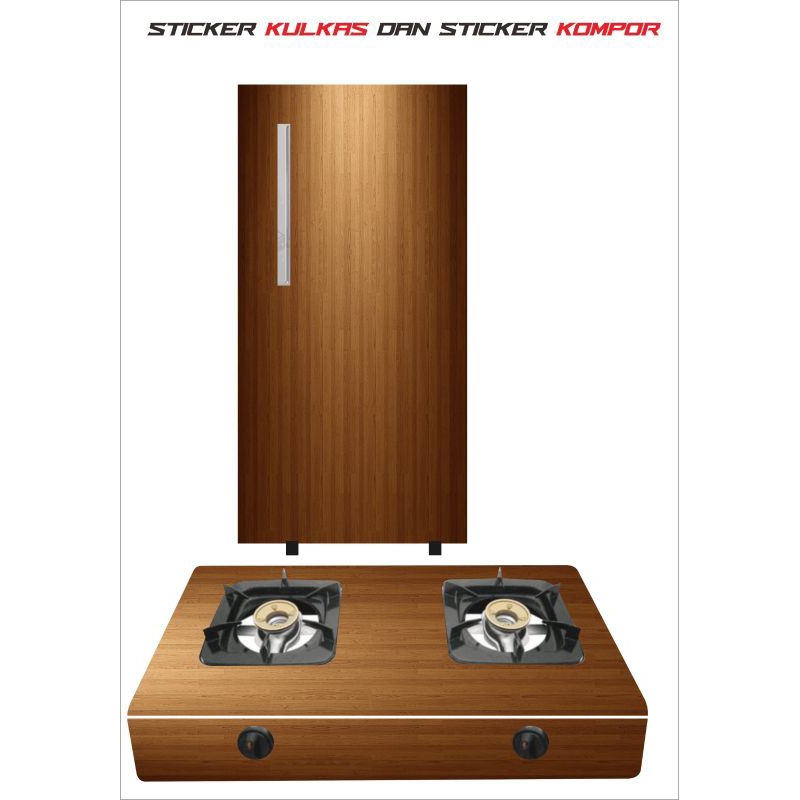wallpaper stiker kulkas 1 pintu dan kompor 2 tungku