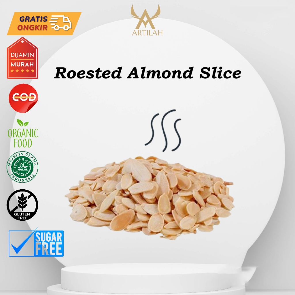 

Roasted Almond Sliced 1000gram/1kg (Irisan Kacang Almond Panggang) - Organik - Allmond Iris Matang