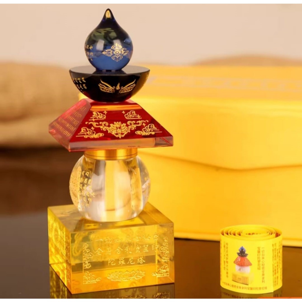 Tempat relik model pagoda 5 elemen Tinggi pagoda lima warna bahan kristal K9