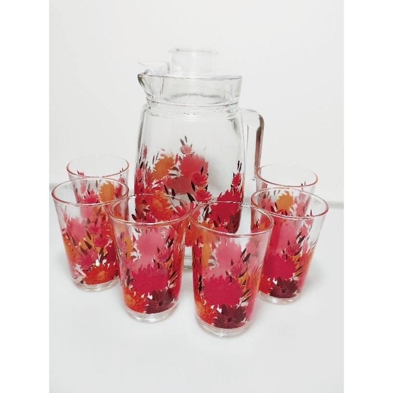 PITCHER SET KACA LAZETTA | DRINK SET KACA LAZETTA | WATER JUG SET WITH GLAS 6 PCS