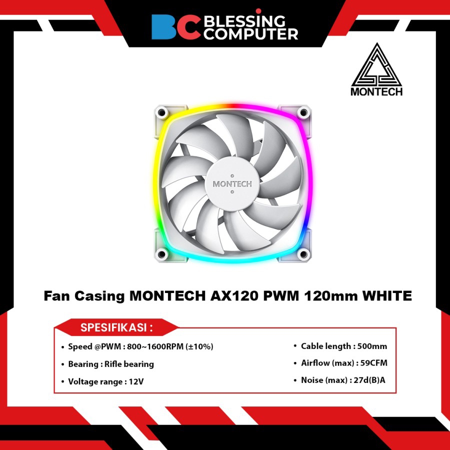 Fan Casing MONTECH AX120 PWM 120mm WHITE