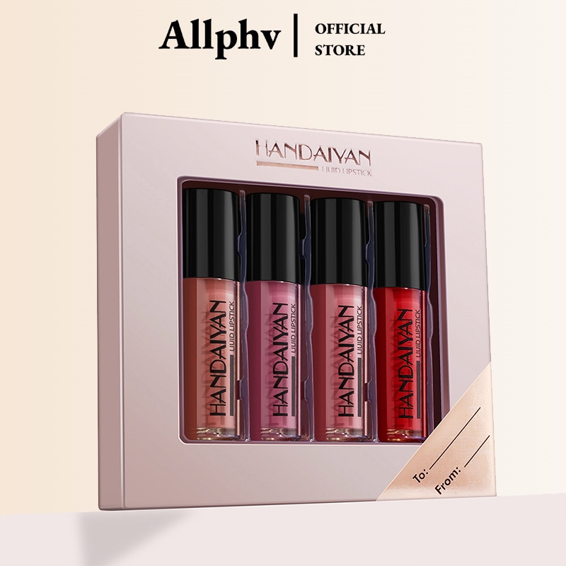 Handaiyan 4 Warna Matte Lipstik Set Lipstik Cair Set Makeup Tahan Air Lip Gloss Matte Lip Gloss Lips