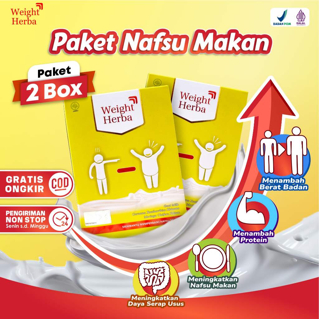 

Paket 2 Box Weight Herba – Solusi Ampuh Menambah Berat Badan dengan 2 Gelas Sehari, Susu Penambah Berat Badan, Susu Menambah Nafsu Makan Dan Susu Asupan Tubuh, Susu Tampa Efek Samping, Susu Gula Rendah, Susu Diabetes, Susu Herbal Alami