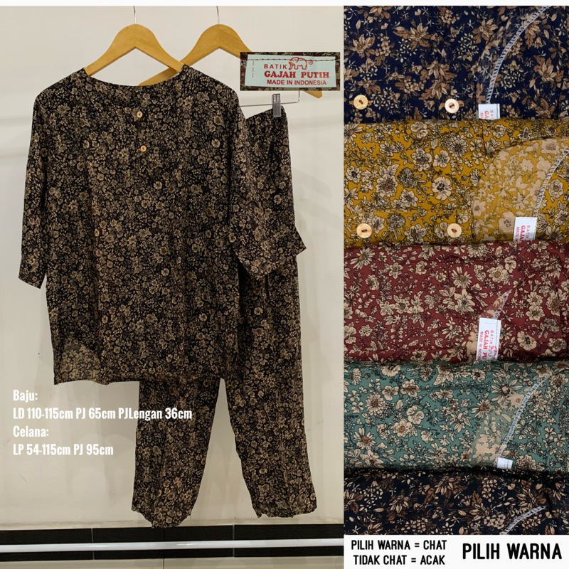 GAJAH PUTIH Setelan Baju Tidur Rayon CP Lengan T3/4