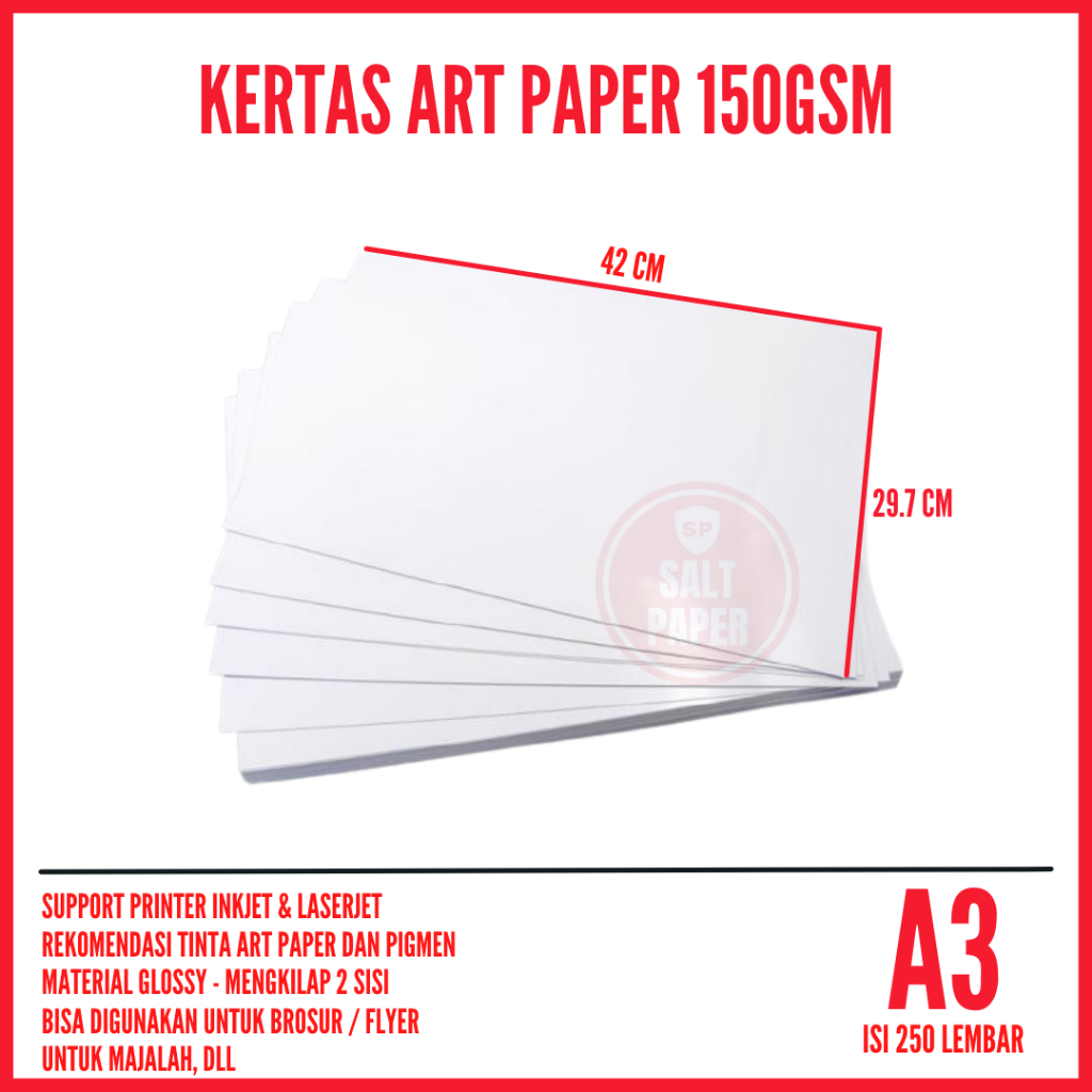 Kertas Art Paper A3  Dan A3 Plus 150 gsm 250 lembar / Art Paper 150 gsm A3 dan A3 Plus