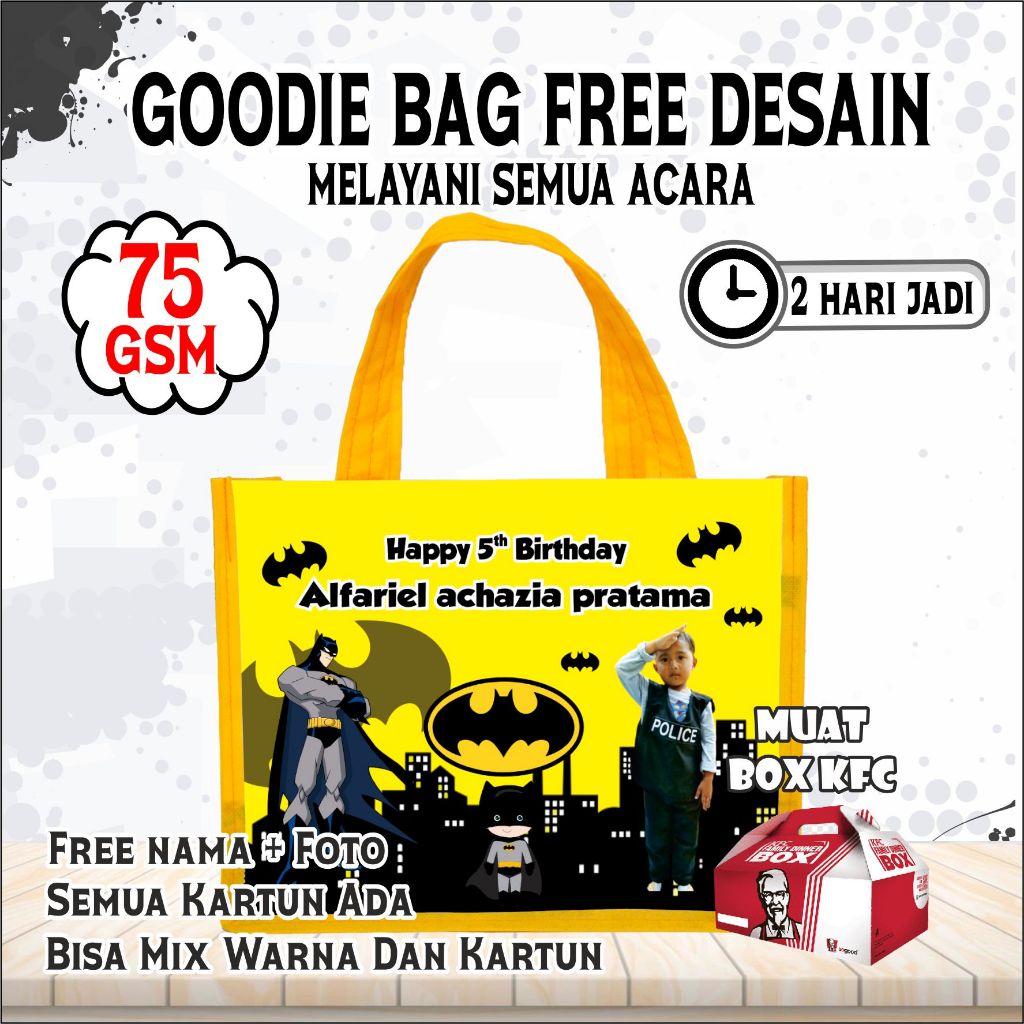 

TAS MURAH BERGAMBAR BATMAN/TAS SOVENIR/TAS GOODIE BAG NGGAK RIBET DAN MURAH