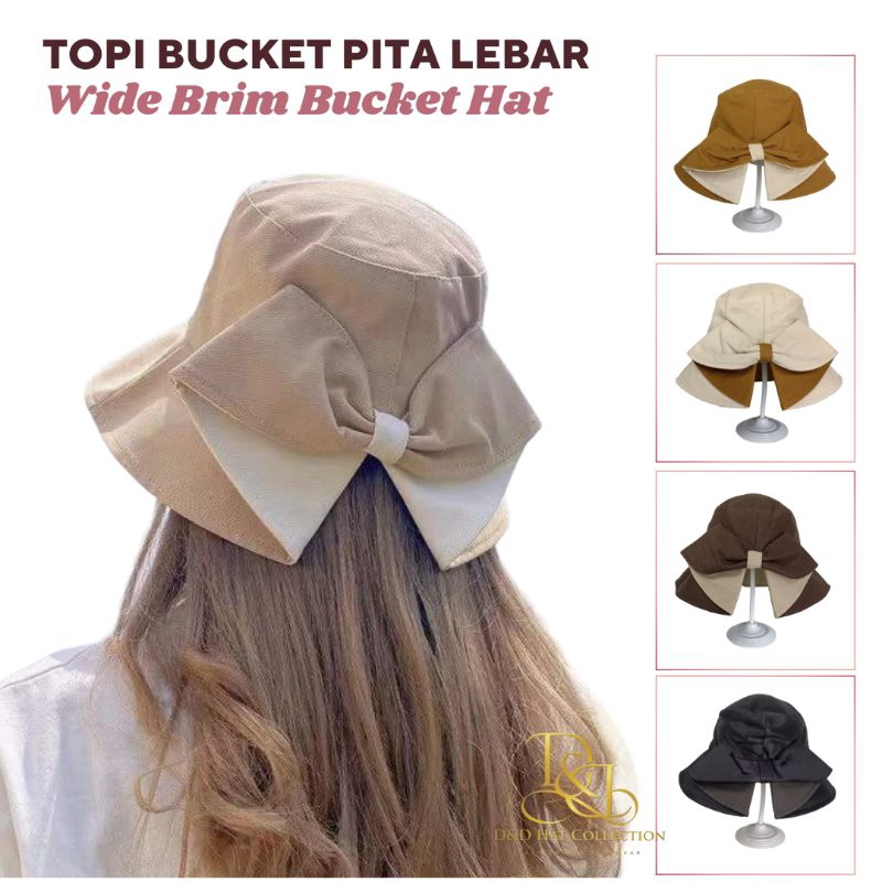 Topi Bucket Pita Lebar Wide Brim Bucket Hat Topi Hijab Wanita
