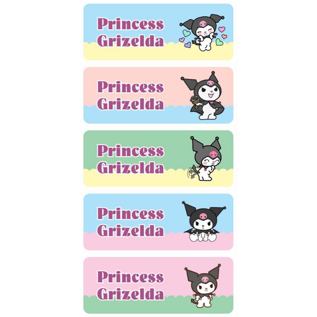 

Stiker Label nama waterproof kuromi uk 4.5 x 1.7 cm (60 pcs)