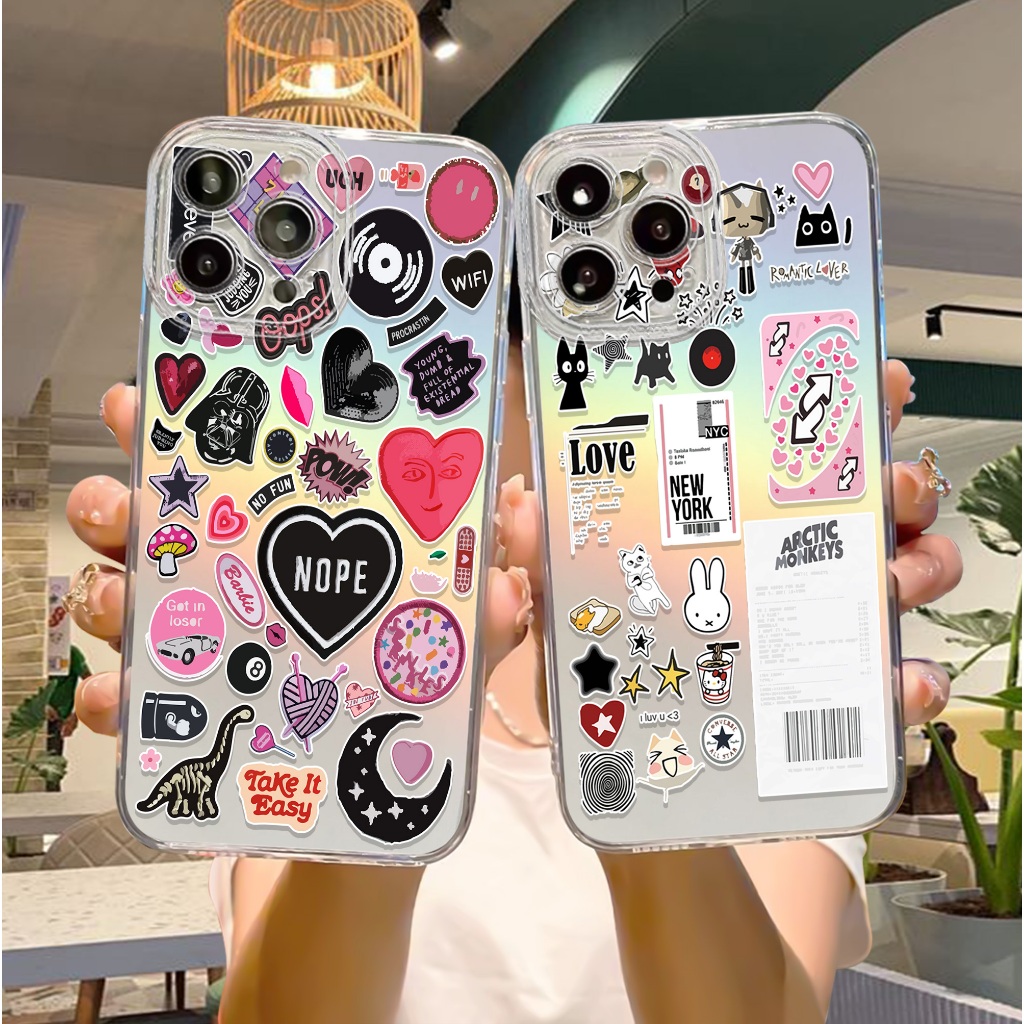 Case Hologram REALME 10 C15 C33 Motif ( RANDOM LUCU 3D ) Softcase Hologram Bening Tebal - Clear Case