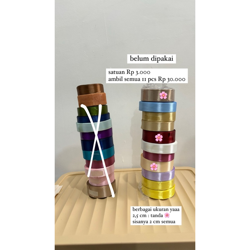 

pita satin 2cm 2,5cm AMBIL SEMUA