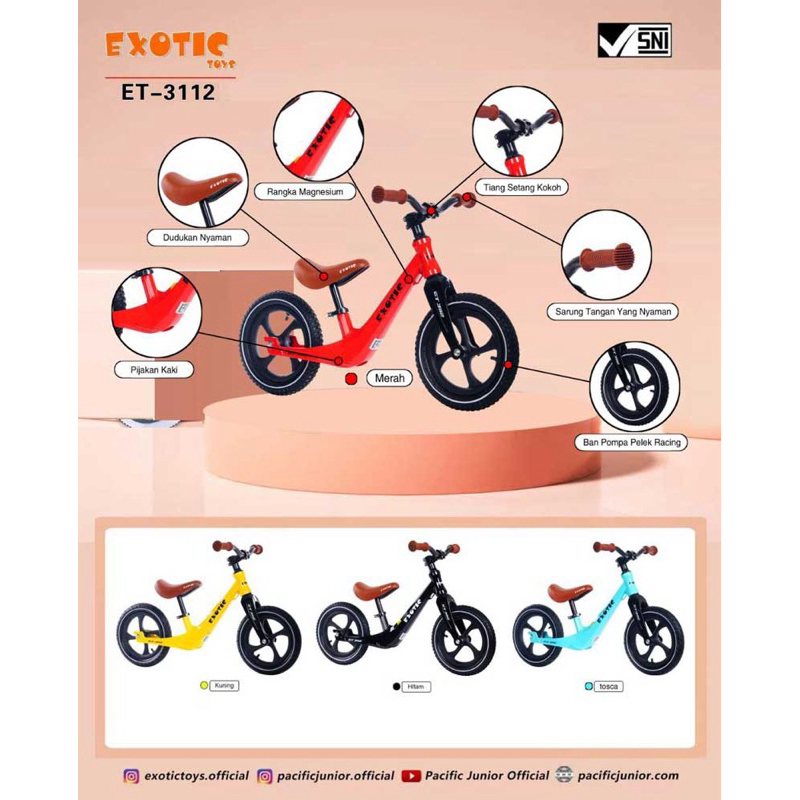 Sepeda Balance Bike Pushbike Exotic 3112 IORA