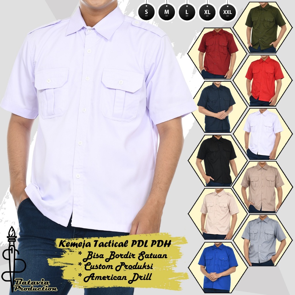 JUMBO - Baju Kemeja Tactical PDL PDH Lengan Pendek Workshirt Terbaru Pria Wanita - American Drill Pr